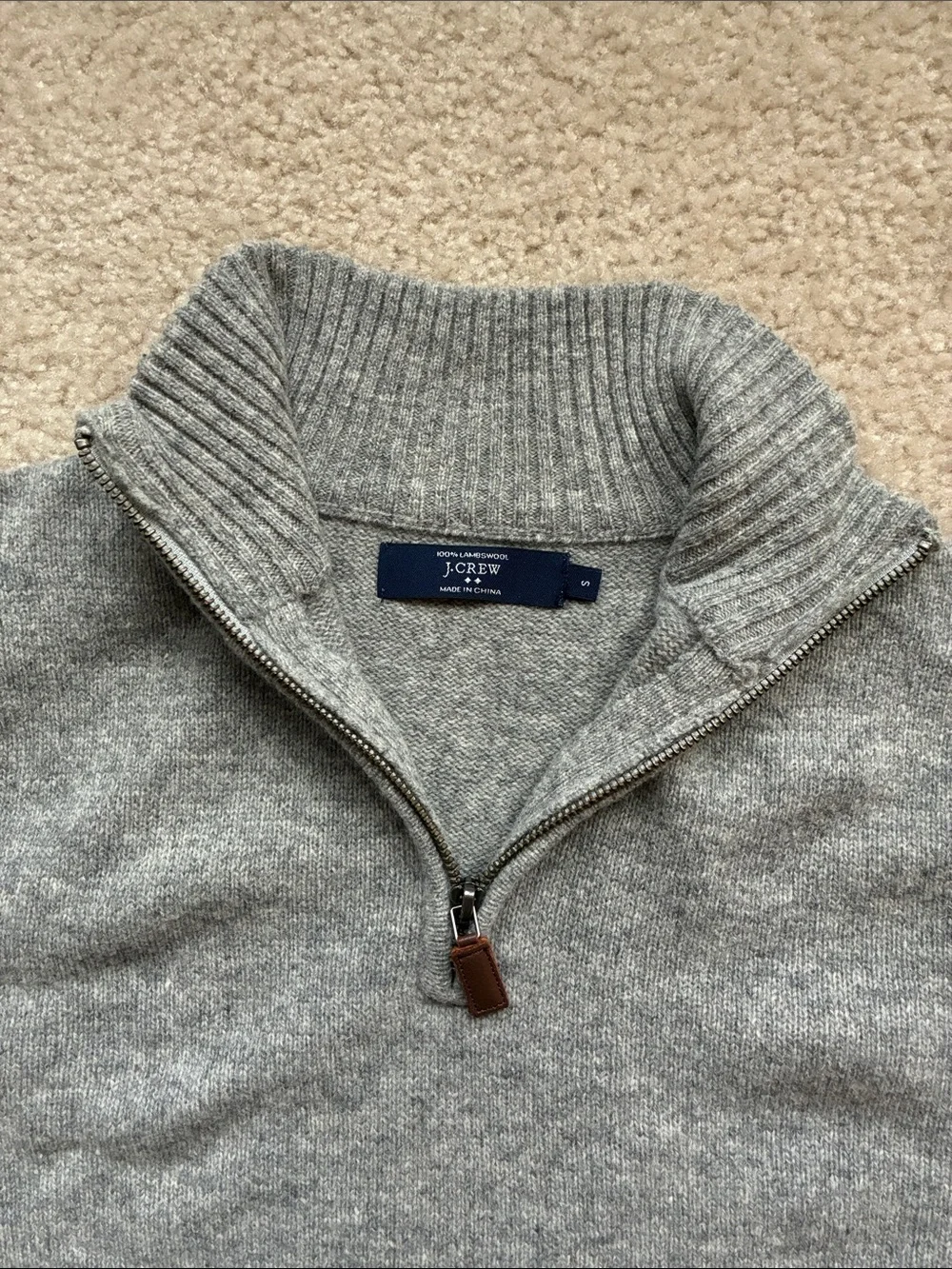 J. Crew Small Men’s Light Gray Quarter-Zip Wool Sweater